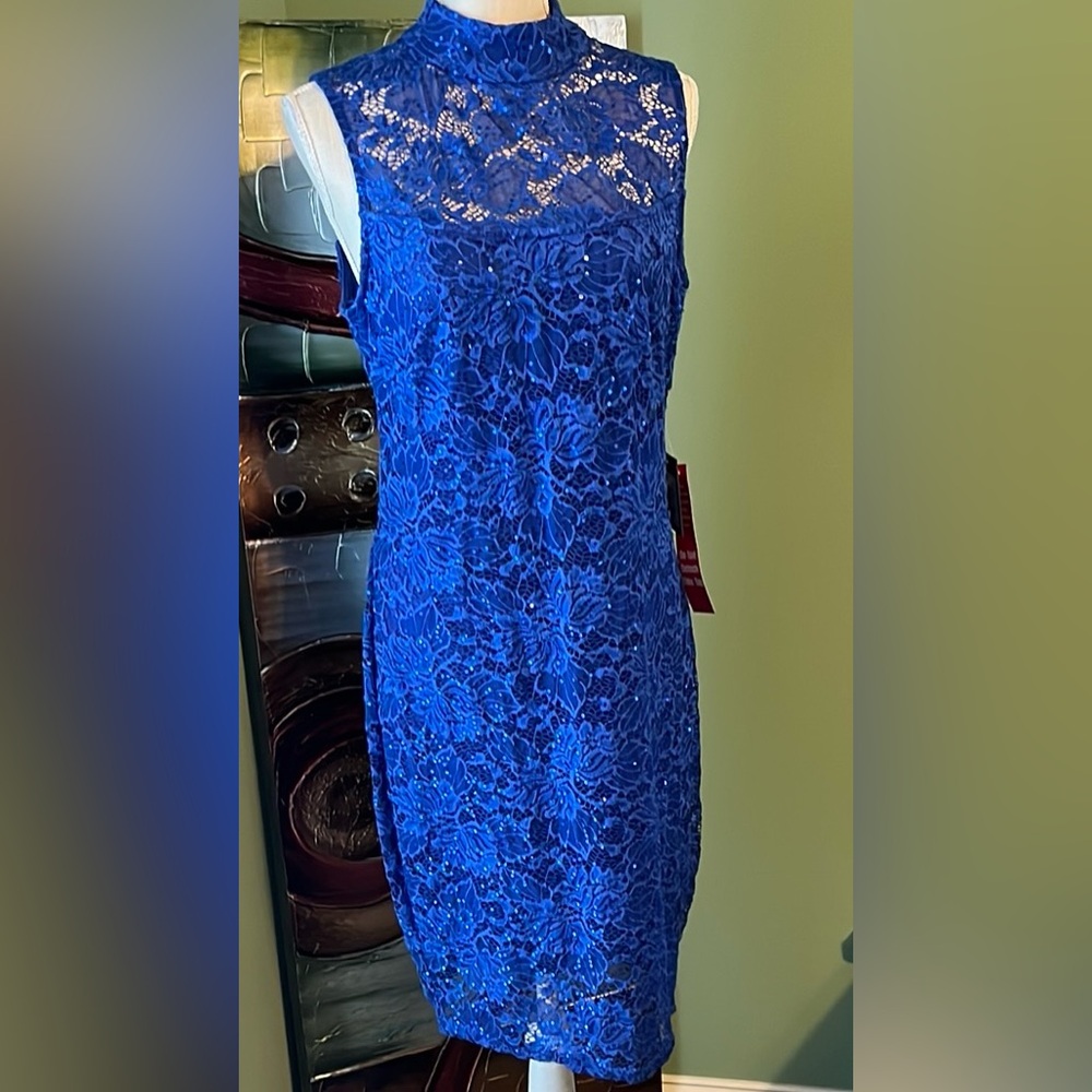 🏖️MARINA Royal Blue Floral Lace Dress, Size 12